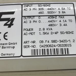 KEB F4 09.F4S8D-3420/1.2 Power Inverter Ref#68851 - Image 2