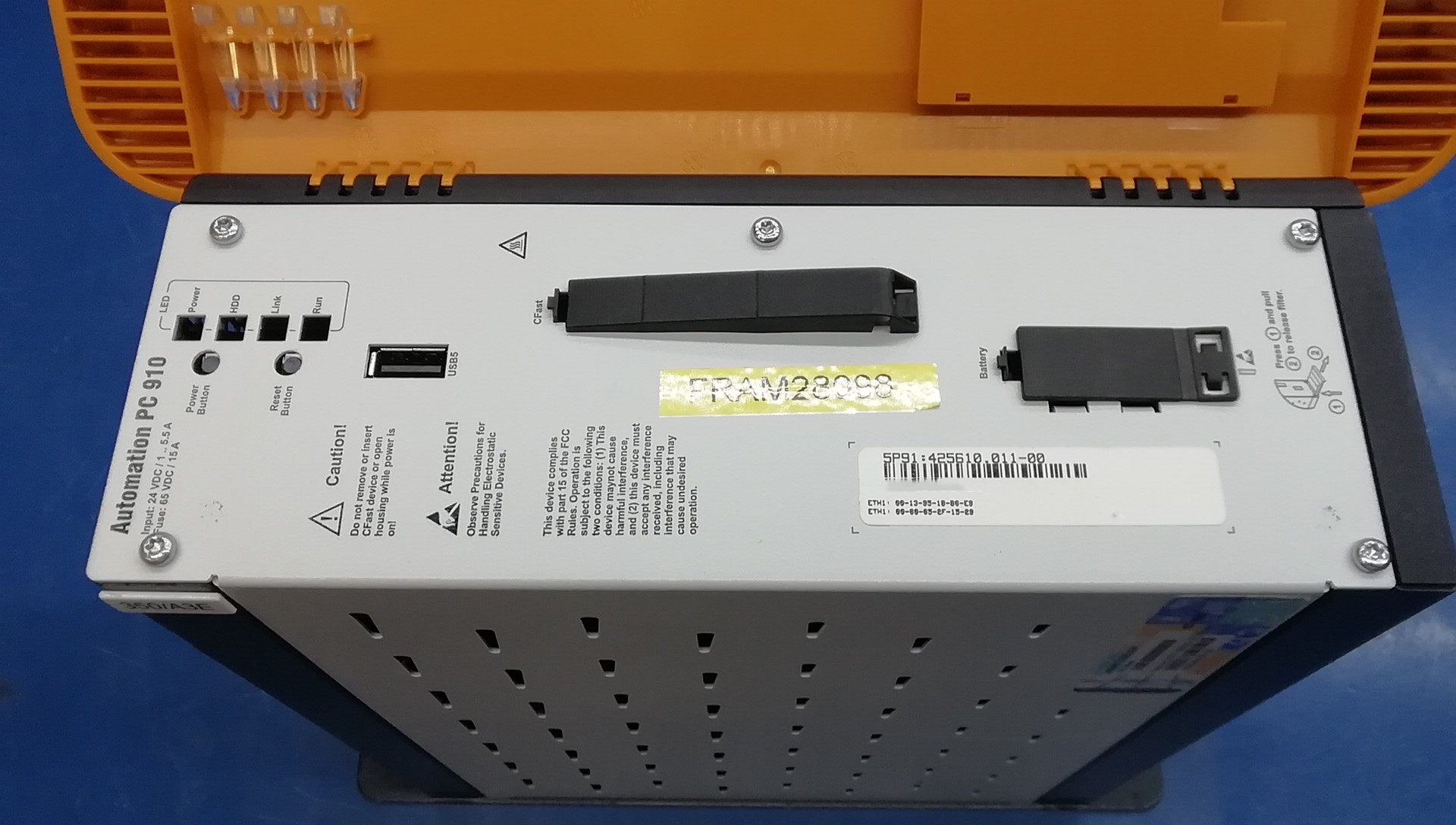 B&R Automation PC 910 5P91: 425610.011-00 Ref# 72891